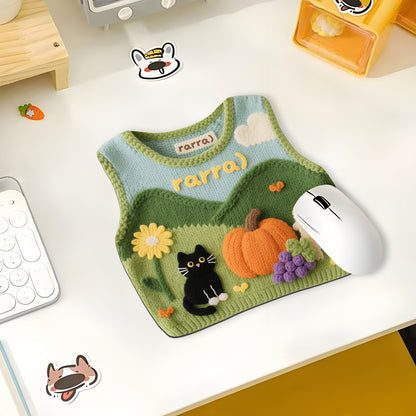Printed Sweater Cute Mouse Pad, Adorable Desk Accessory for Cozy Work & Study