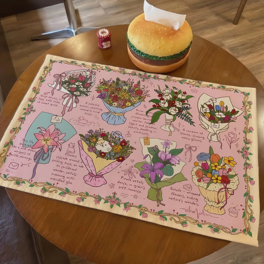 Floral Cake Cotton Linen Table Mat, Sweet & Chic Decorative Placemats for Dining Table