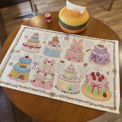 Floral Cake Cotton Linen Table Mat, Sweet & Chic Decorative Placemats for Dining Table