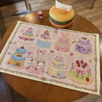 Floral Cake Cotton Linen Table Mat, Sweet & Chic Decorative Placemats for Dining Table