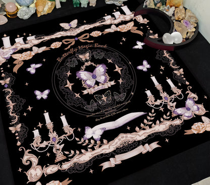 Butterfly Mystical Tarot Velvet Table Mat, Celestial Boho Placemats Décor for Magial Spaces