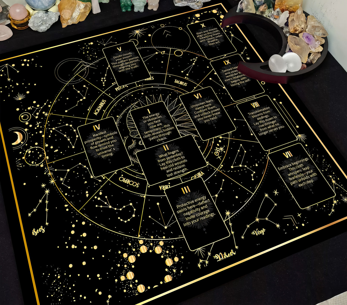 Butterfly Mystical Tarot Velvet Table Mat, Celestial Boho Placemats Décor for Magial Spaces