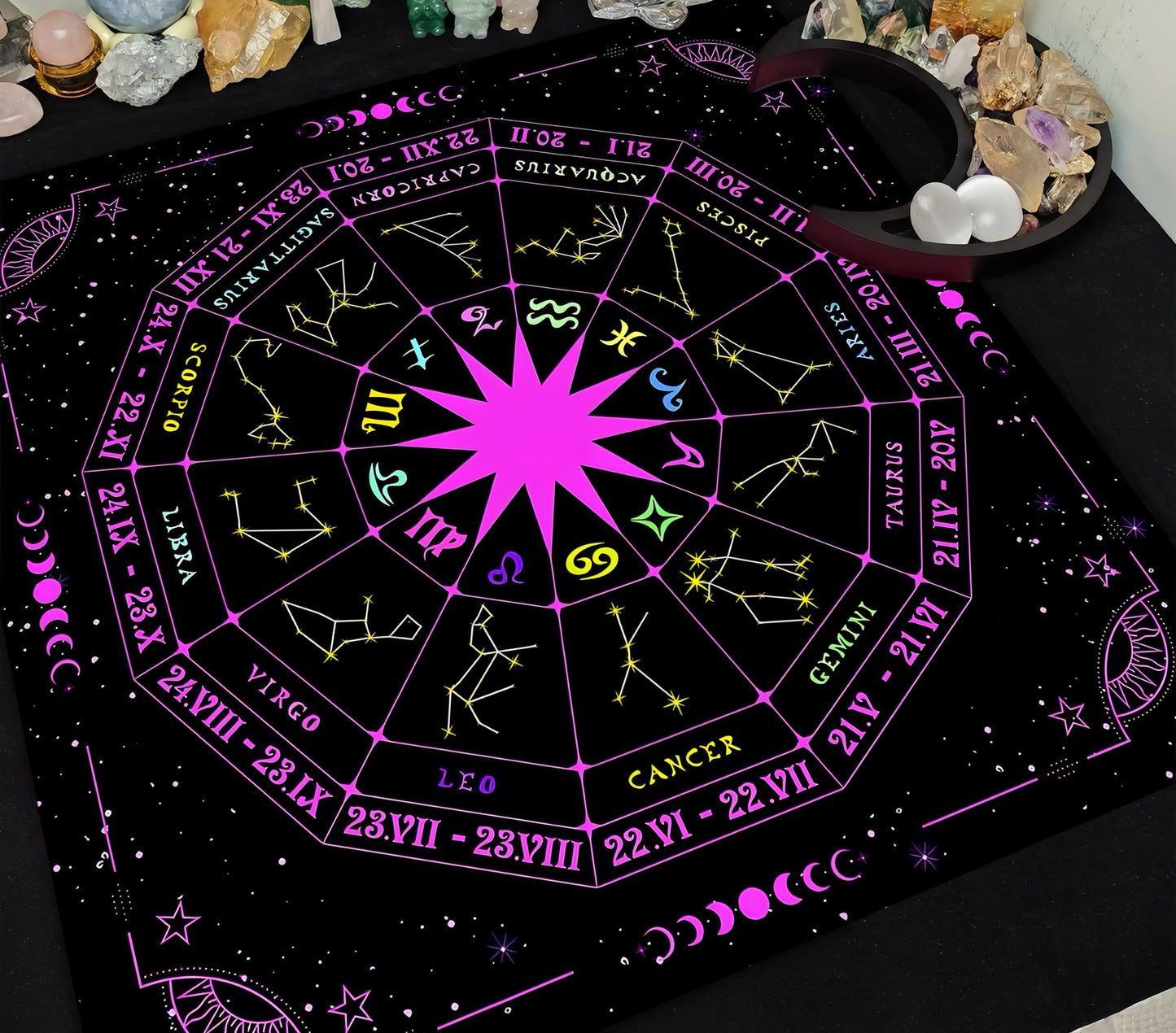 Butterfly Mystical Tarot Velvet Table Mat, Celestial Boho Placemats Décor for Magial Spaces