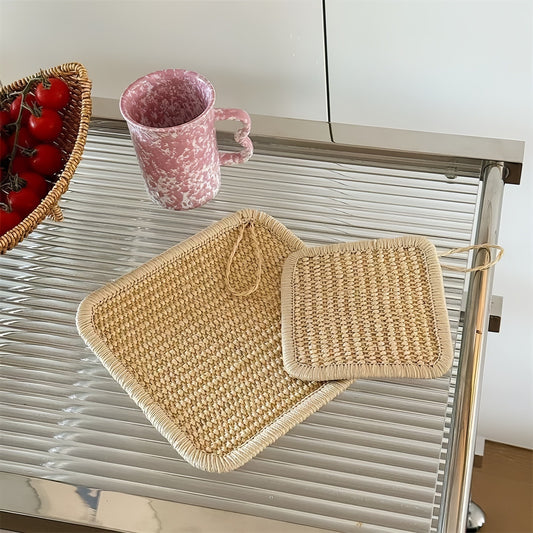 Sisal Table Insulation Mat, Natural Heat-Resistant Woven Placemat, Eco-Friendly Dining Table Protector