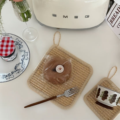 Sisal Table Insulation Mat, Natural Heat-Resistant Woven Placemat, Eco-Friendly Dining Table Protector