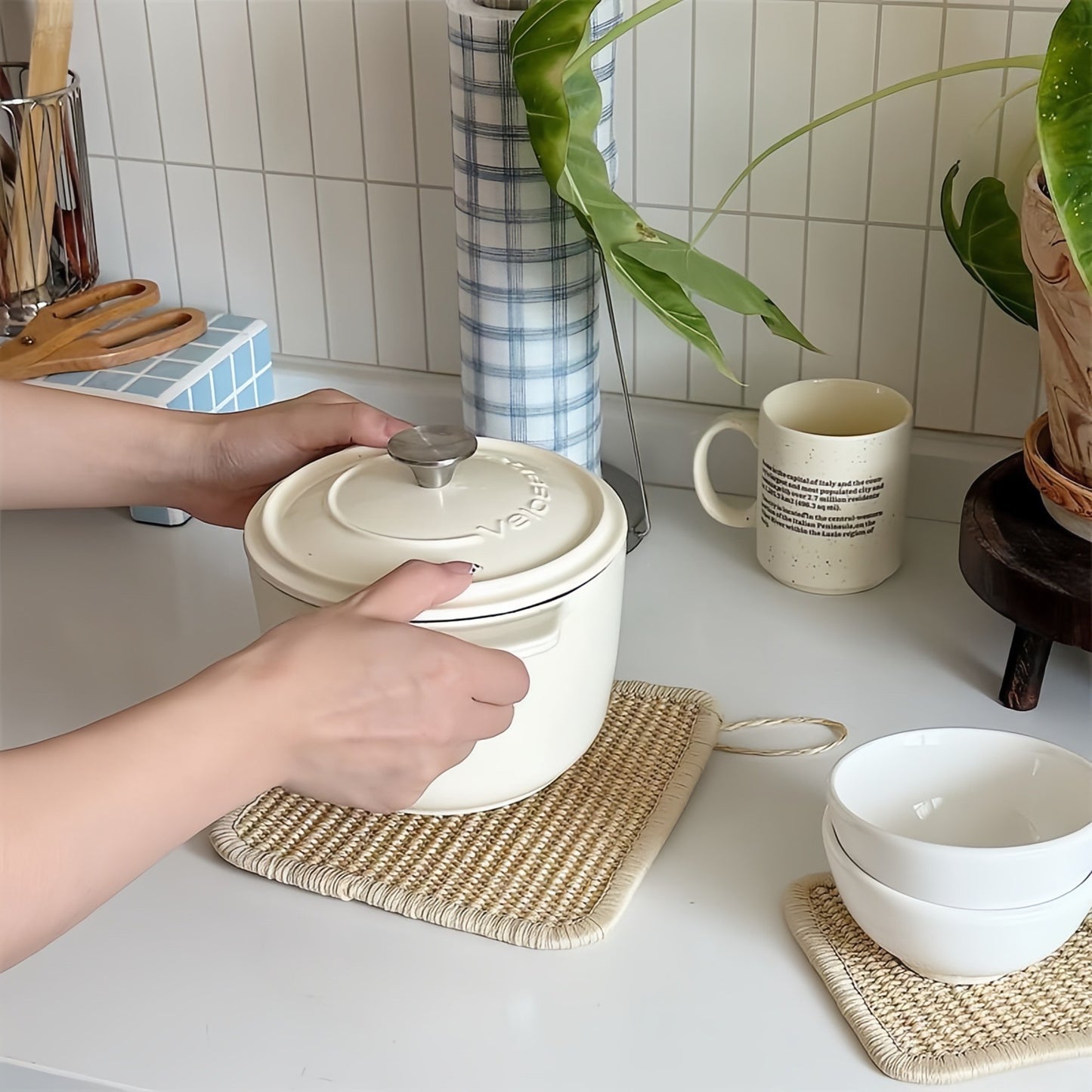 Sisal Table Insulation Mat, Natural Heat-Resistant Woven Placemat, Eco-Friendly Dining Table Protector